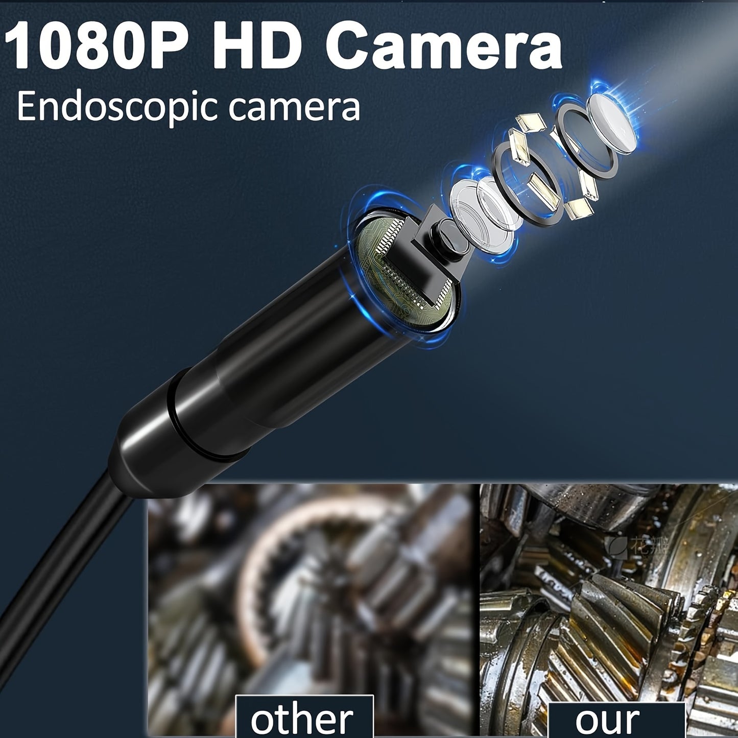 4. 3" IPS HD Borescope Camera with High-Quality 1080P Lens and Bright Headlight for Automotive and House Pipe Inspection RISE DEFENSE SYSTEMS.AI PRODUCTS