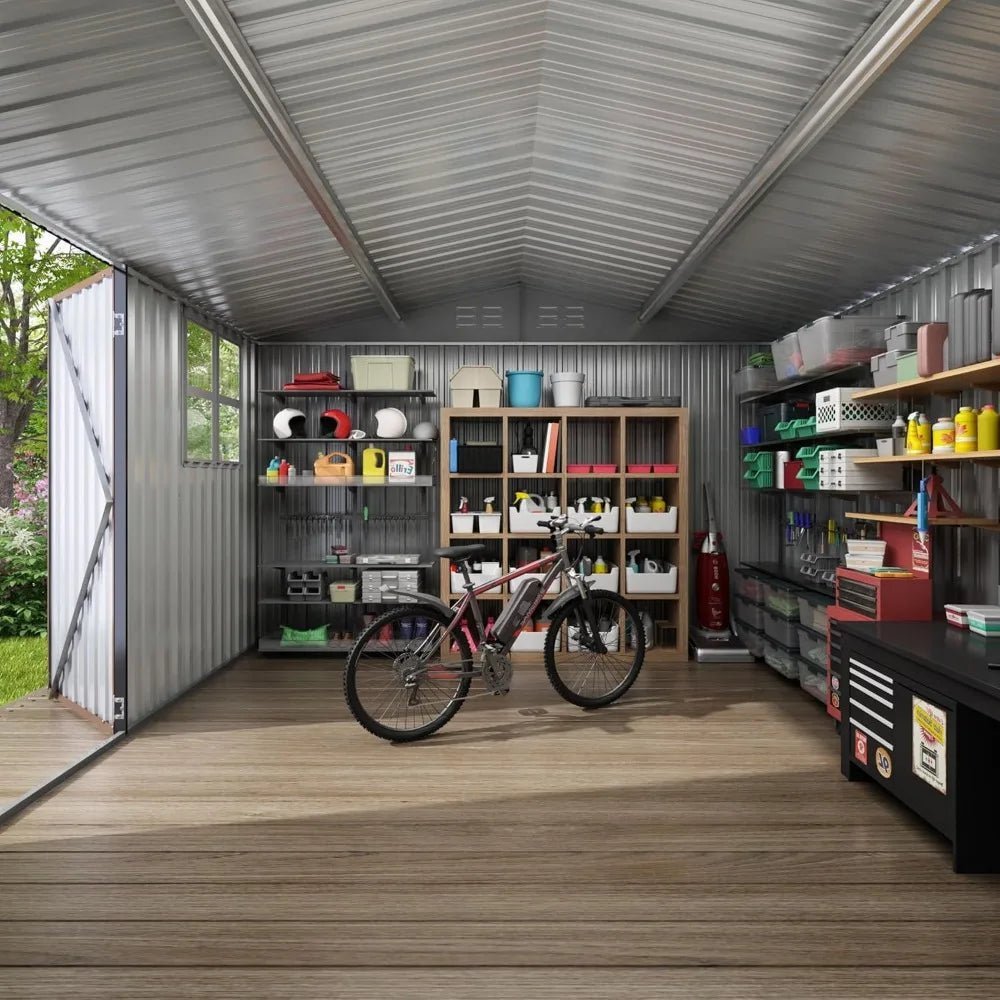 10x10 feet outdoor storage shed, updated frame structure and lockable doors, backyard garden terrace lawn garden shed, brown - RISE DEFENSE SYSTEMS.AI PRODUCTS