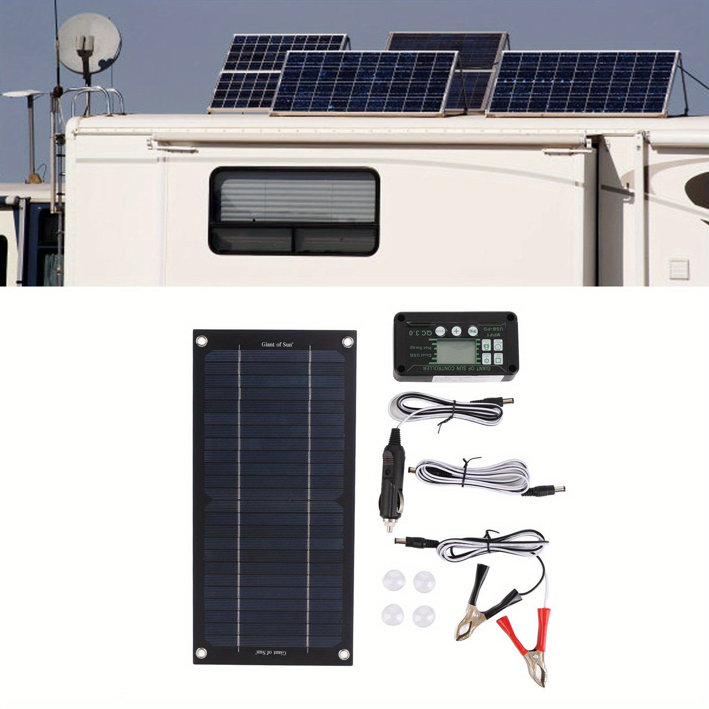 600W Solar Panel Charger Monocry Stalline Silicon 100A Charge Controller Solar Panel Kit with Extension Cable Clip for RV Outdoor Camping RISE DEFENSE SYSTEMS.AI PRODUCTS