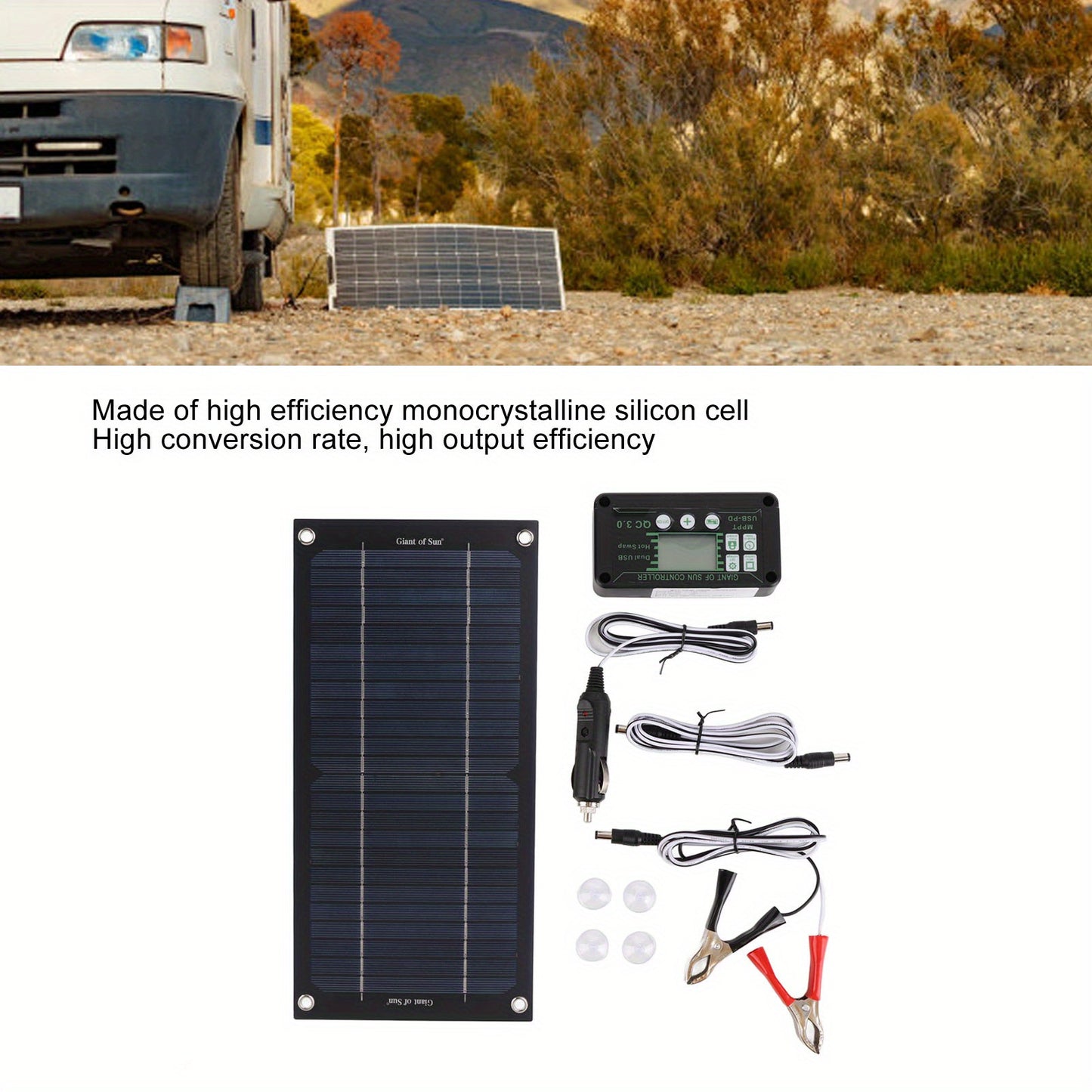600W Solar Panel Charger Monocry Stalline Silicon 100A Charge Controller Solar Panel Kit with Extension Cable Clip for RV Outdoor Camping RISE DEFENSE SYSTEMS.AI PRODUCTS