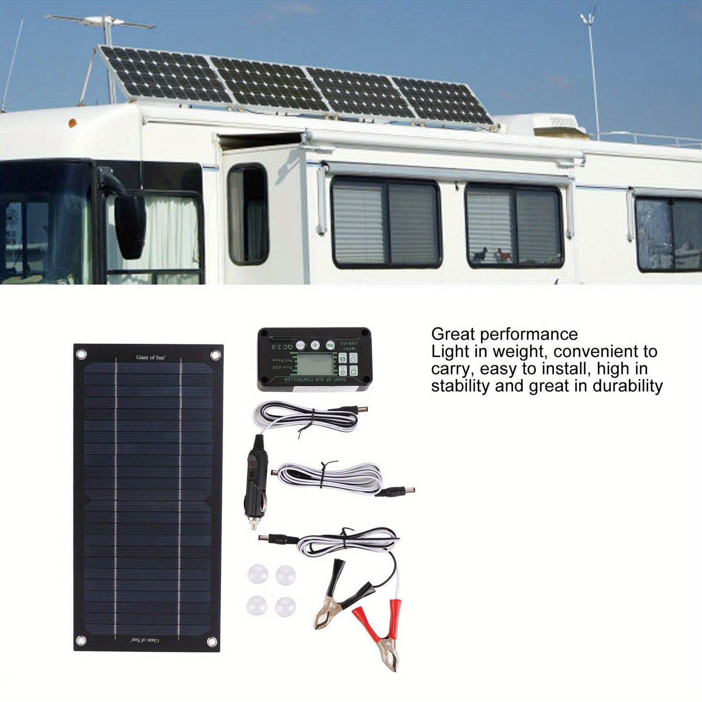 600W Solar Panel Charger Monocry Stalline Silicon 100A Charge Controller Solar Panel Kit with Extension Cable Clip for RV Outdoor Camping RISE DEFENSE SYSTEMS.AI PRODUCTS