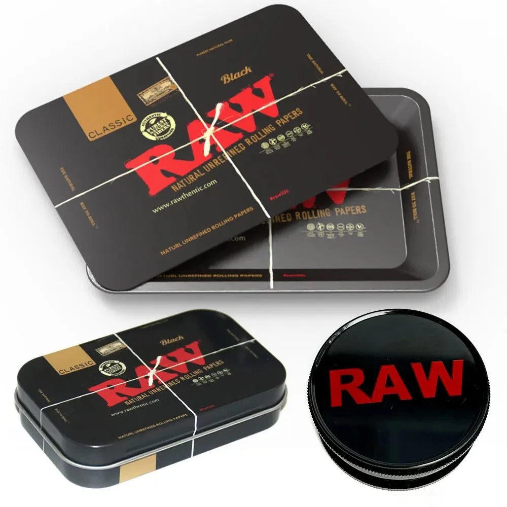 18x12.5cm Metal Tobacco Rolling Tray Kit 60MM Plastics Herbal Grinder Set Cigarette Tin Boxes Spice Crusher Smoking Accessories - RISE DEFENSE SYSTEMS.AI PRODUCTS