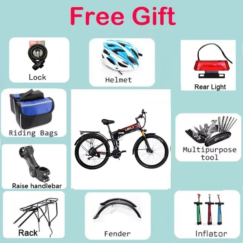 2024 NewLAFLY X3 PRO 27.5inch 1000W Electric Bike Folding 48V 17ah Iithium Assisted MTB Electric Bicycle Cross - Country Ebike - RISE DEFENSE SYSTEMS.AI PRODUCTS