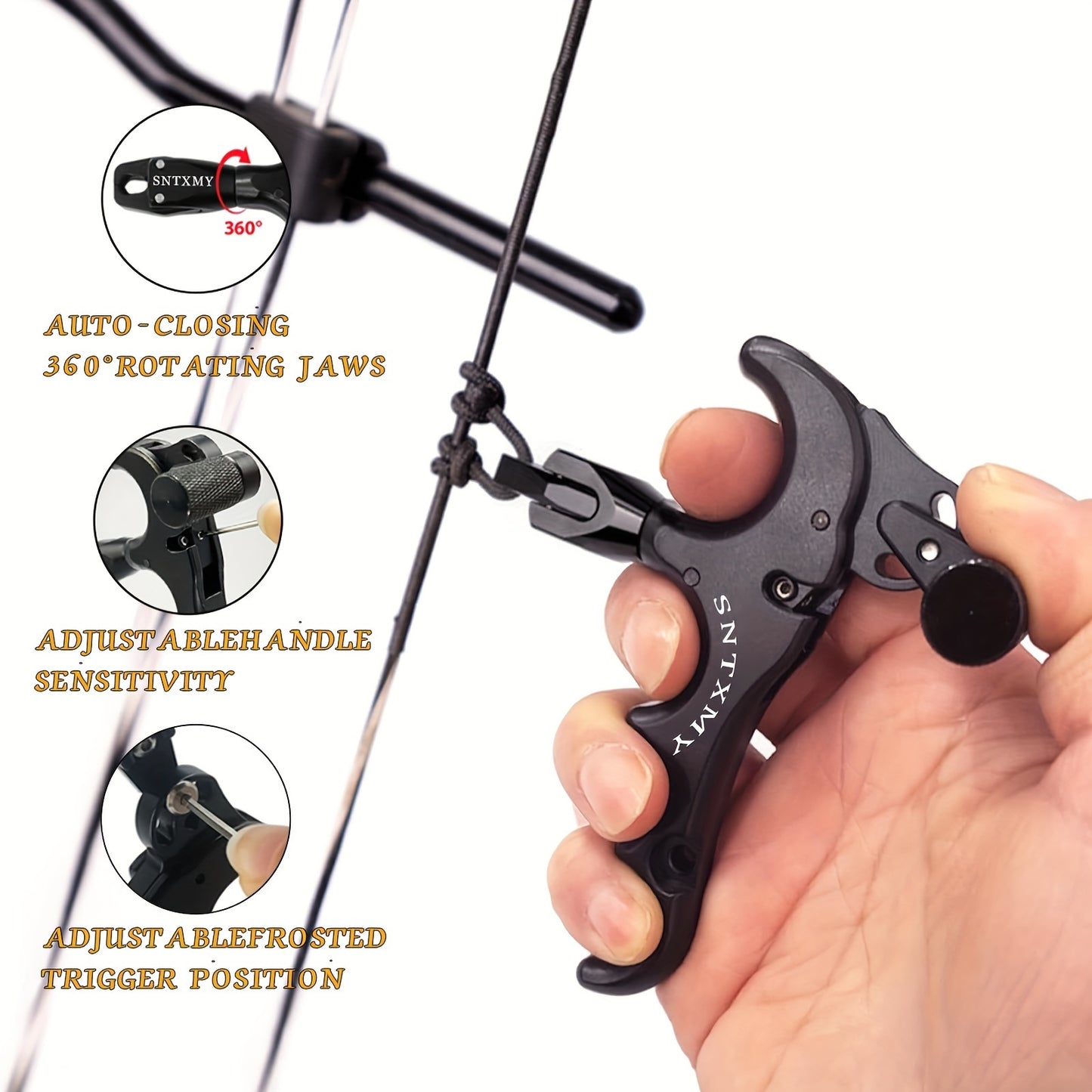 Compound Bow Release, Aluminum Alloy Golden 360° Rotating Arrow Release, Compound Bow Trigger Thumb Release RISE DEFENSE SYSTEMS.AI PRODUCTS