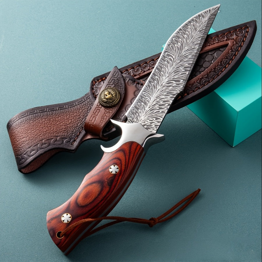 Breaking the Lion King Outdoor Straight Knife Leather Right or Left Hand Horizontal Fixed Blade Sheath Outdoor Camping Stainless Steel Knife RISE DEFENSE SYSTEMS.AI PRODUCTS