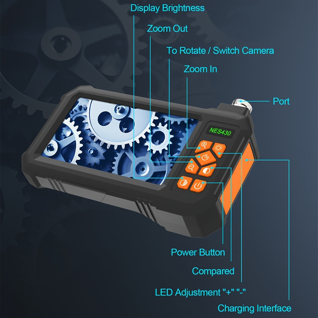 4. 3" IPS HD Borescope Camera with High-Quality 1080P Lens and Bright Headlight for Automotive and House Pipe Inspection RISE DEFENSE SYSTEMS.AI PRODUCTS