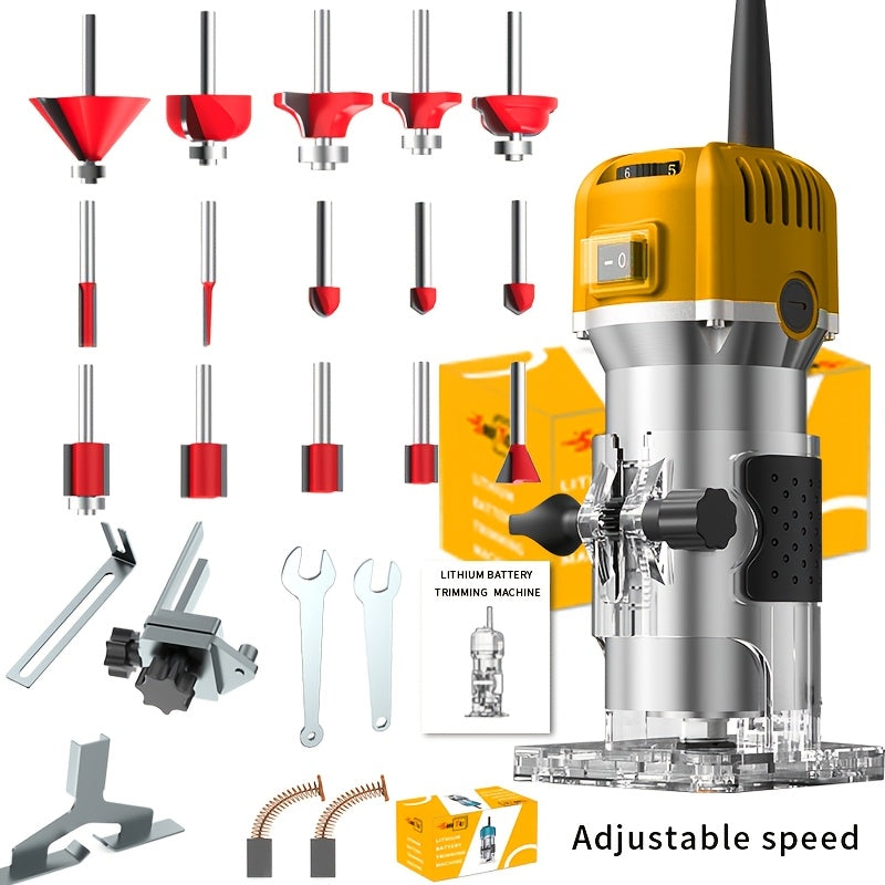 Compact 800W Wood Router for Woodworking - 35000RPM, Edge Guide, Roller Guide for Precise Trimming and Profiling, 110V Plug-In Power RISE DEFENSE SYSTEMS.AI PRODUCTS