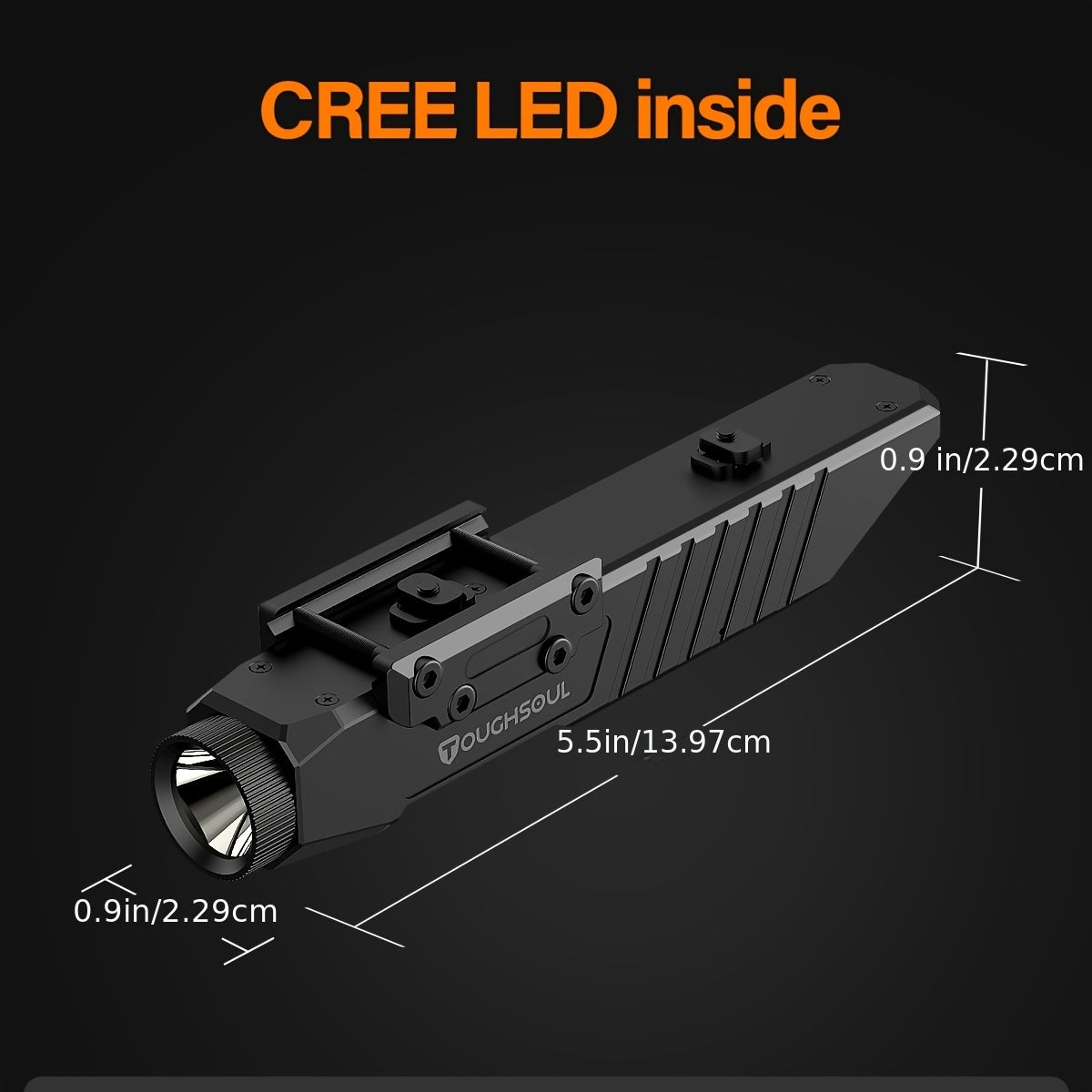 TOUGHSOUL 1450LUMEN Tactical Flashlight, Black PU with Picatinny Rail & MLOK Mount, Momentary Strobe Function - Durable Rifle Flashlight for Enhanced Visibility, Rechargeable Flashlight RISE DEFENSE SYSTEMS.AI PRODUCTS
