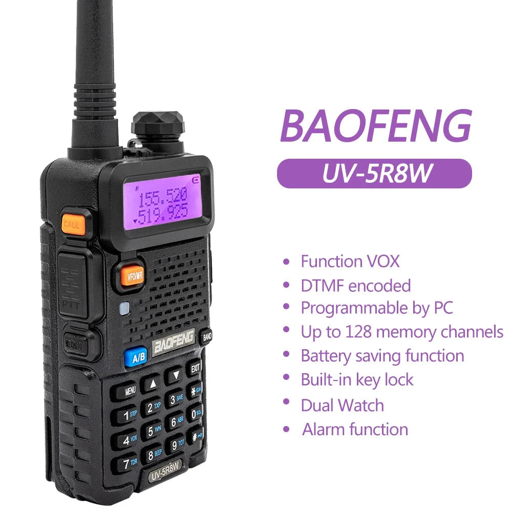 Baofeng Walkie Talkie UV 5R 5W 8W Dual Band Ham Two Way Radio Vhf Uhf FM Radio Handheld Transceiver Hunting 16KM RISE DEFENSE SYSTEMS.AI PRODUCTS
