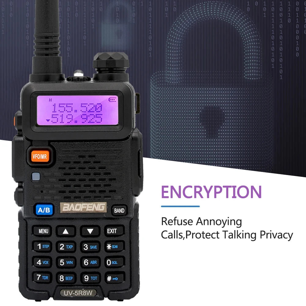 Baofeng Walkie Talkie UV 5R 5W 8W Dual Band Ham Two Way Radio Vhf Uhf FM Radio Handheld Transceiver Hunting 16KM RISE DEFENSE SYSTEMS.AI PRODUCTS