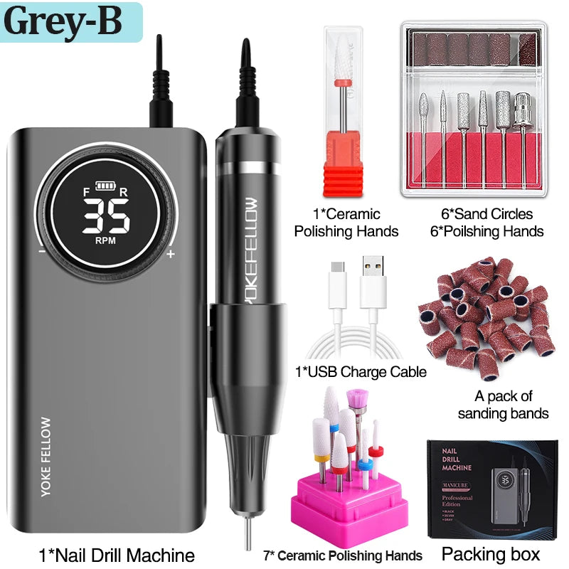 35000RPM Nail Drill Machine With HD LCD Display Rechargeable Nail Master For Manicure Portable Nail Drill Milling Machine RISE DEFENSE SYSTEMS.AI PRODUCTS