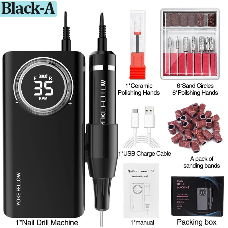 35000RPM Nail Drill Machine With HD LCD Display Rechargeable Nail Master For Manicure Portable Nail Drill Milling Machine RISE DEFENSE SYSTEMS.AI PRODUCTS