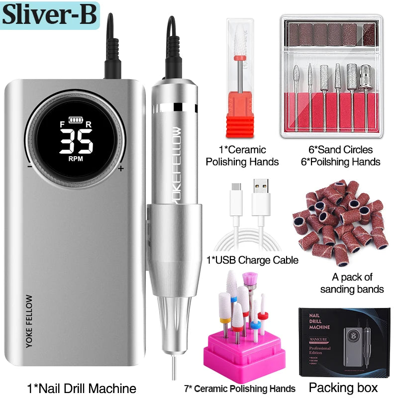 35000RPM Nail Drill Machine With HD LCD Display Rechargeable Nail Master For Manicure Portable Nail Drill Milling Machine RISE DEFENSE SYSTEMS.AI PRODUCTS