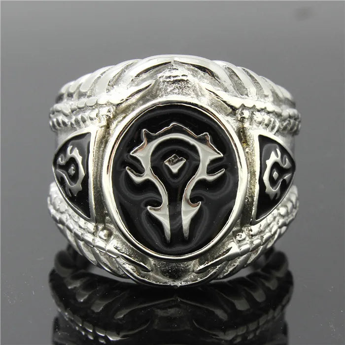 Mens Boys 316L Stainless Steel Cool Punk Gothic World of Warcraft WOW Alliance Ring Game RISE DEFENSE SYSTEMS.AI PRODUCTS