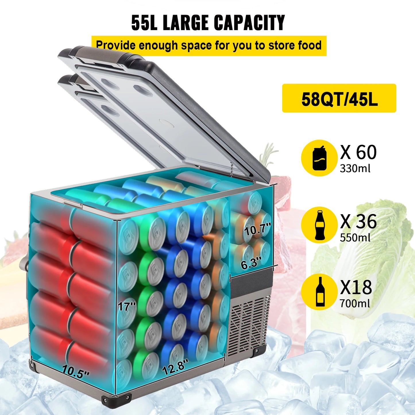 VEVOR 20L 22L 35L 45L 55L Car Refrigerator Mini Fridge Freezer Portable Compressor Cooler 12/24V DC 110-240V Ice Box for Camping RISE DEFENSE SYSTEMS.AI PRODUCTS