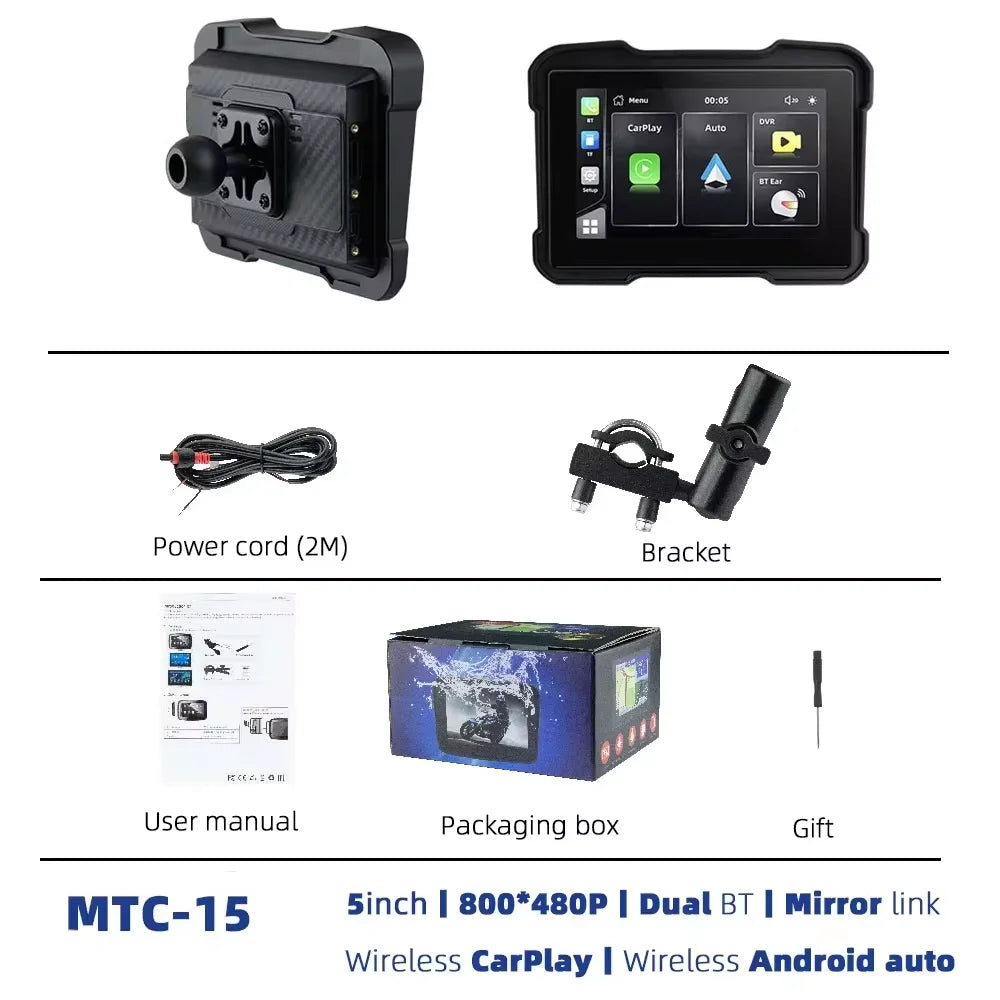 EKIY Motorcycle Navigation Apple CarPlay Display Screen Portable Motorcycle Wireless Android Auto Monitor Waterproof RISE DEFENSE SYSTEMS.AI PRODUCTS