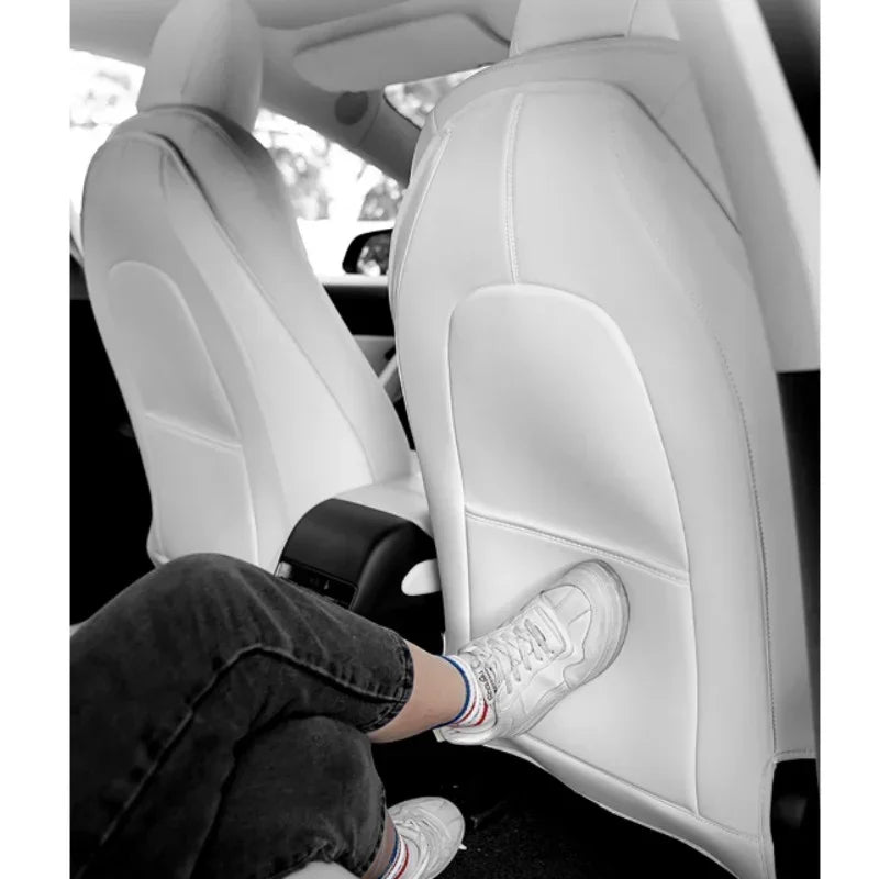 Car Seatback Protector For Tesla Model 3 Y 3+ Highland 2024 Seat Back Protective Child Anti-Kick Mats Black Leather Accessories RISE DEFENSE SYSTEMS.AI PRODUCTS