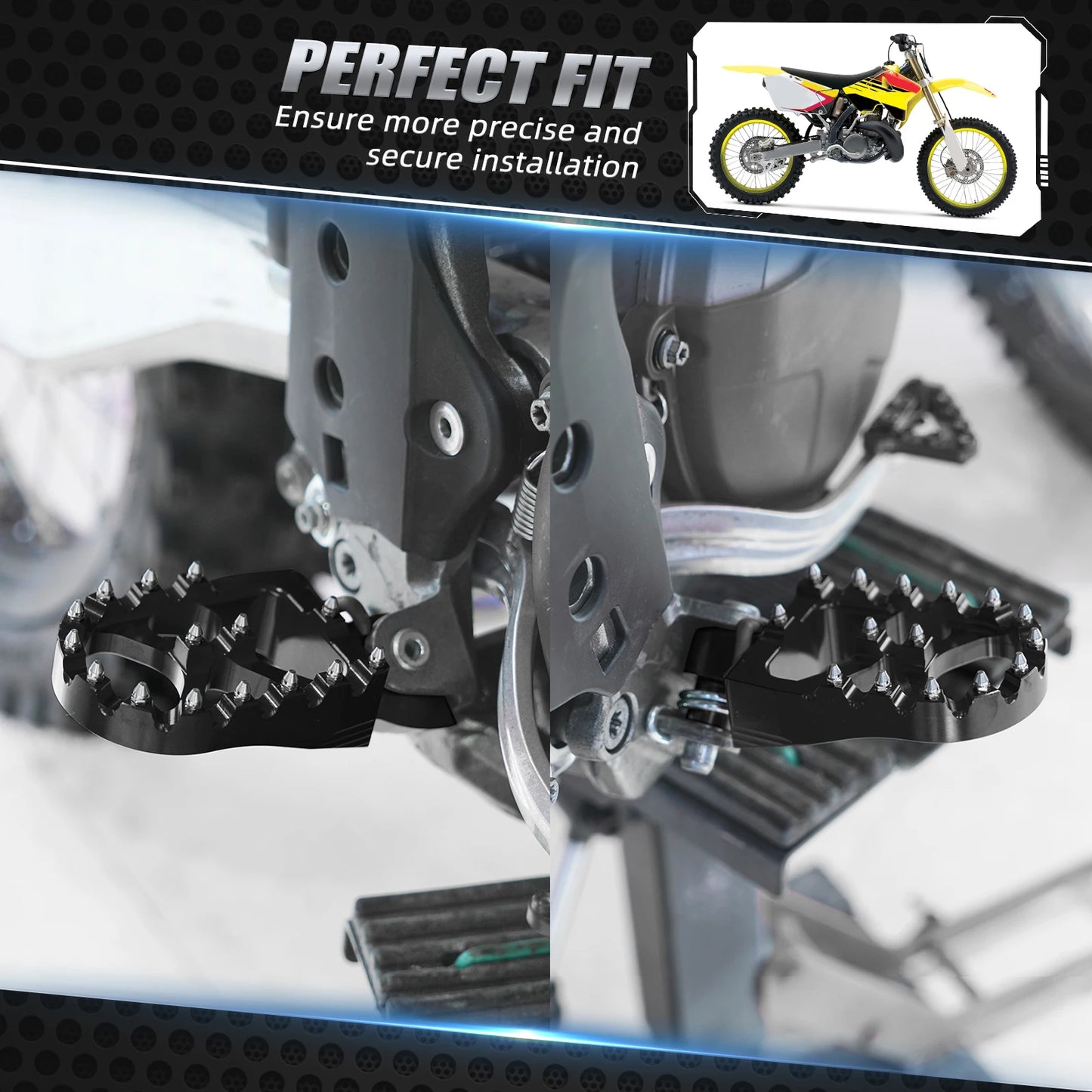 Foot Pegs Pedals FootRest Footpeg For Yamaha WRF YZF 250 450 WR250F YZ65 YZ85 YZ125 YZ250 YZF450 YZ 125X 250X 250FX 450FX WR450F RISE DEFENSE SYSTEMS.AI PRODUCTS