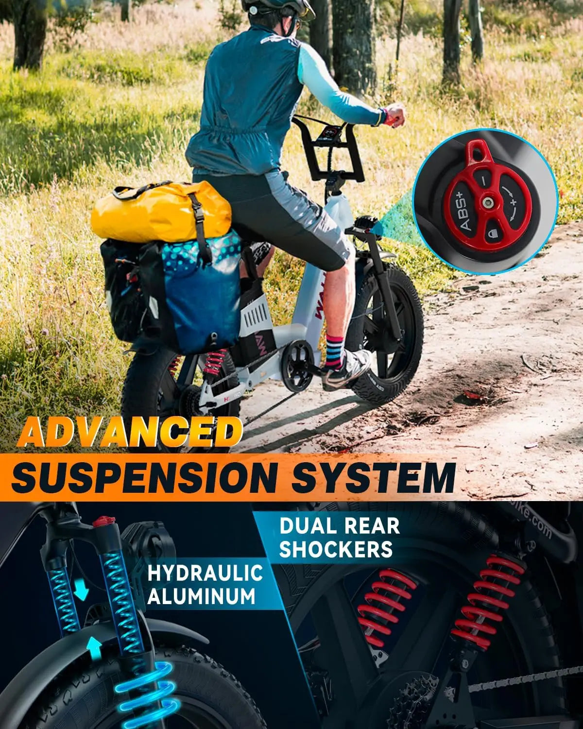 WALLKE H7 Electric Bike 40Ah/60Ah 1000W/2000W Ebike 20 Inch Fat Tire Electric Bicycle 31/34MPH Step Thru E-bike with APP Control RISE DEFENSE SYSTEMS.AI PRODUCTS