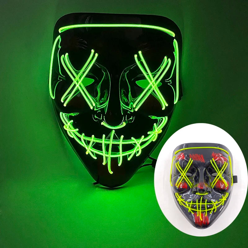 Wireless Horror Luminous Glowing Mask Full Face LED Light Purge Mask mascara Halloween Cosplay Party Mask Festival Costume Decor RISE DEFENSE SYSTEMS.AI PRODUCTS