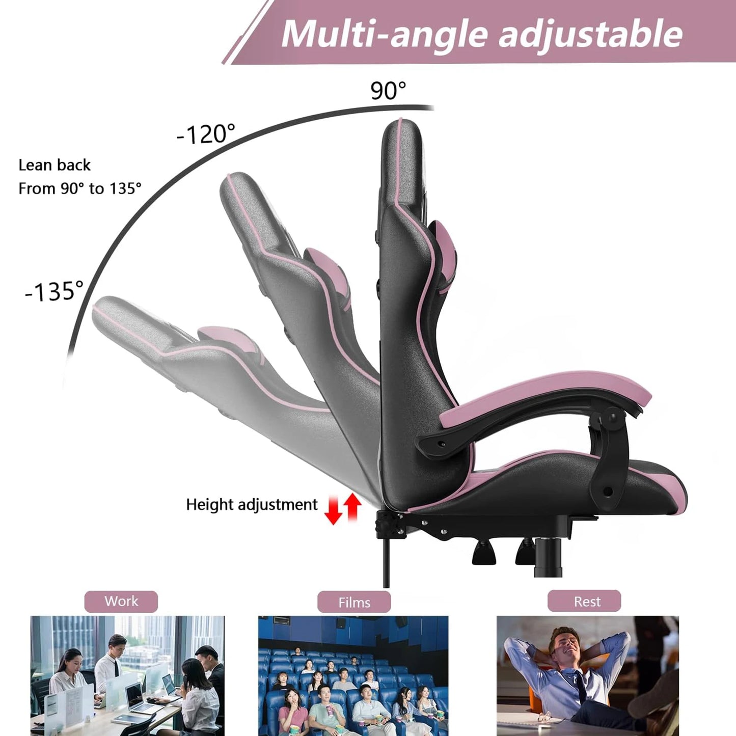 Gaming Chair Office Chair Ergonomic PU Leather Computer Desk Chair with Headrest and Lumbar Support Game Chairs Racing Chair RISE DEFENSE SYSTEMS.AI PRODUCTS