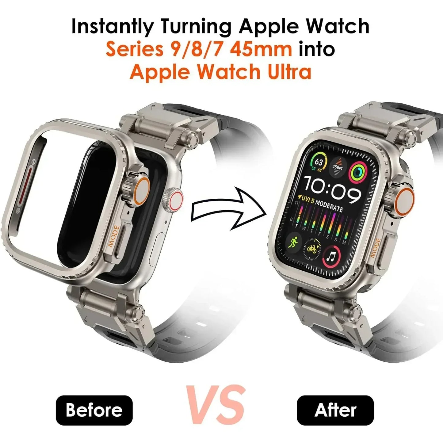 Metal Cover for Apple Watch Ultra 1 2 49mm 45mm Case Metal Shell for IWatch Series 10 46mm 9 8 7 6 5 4 3 SE Frame Protector 44mm RISE DEFENSE SYSTEMS.AI PRODUCTS