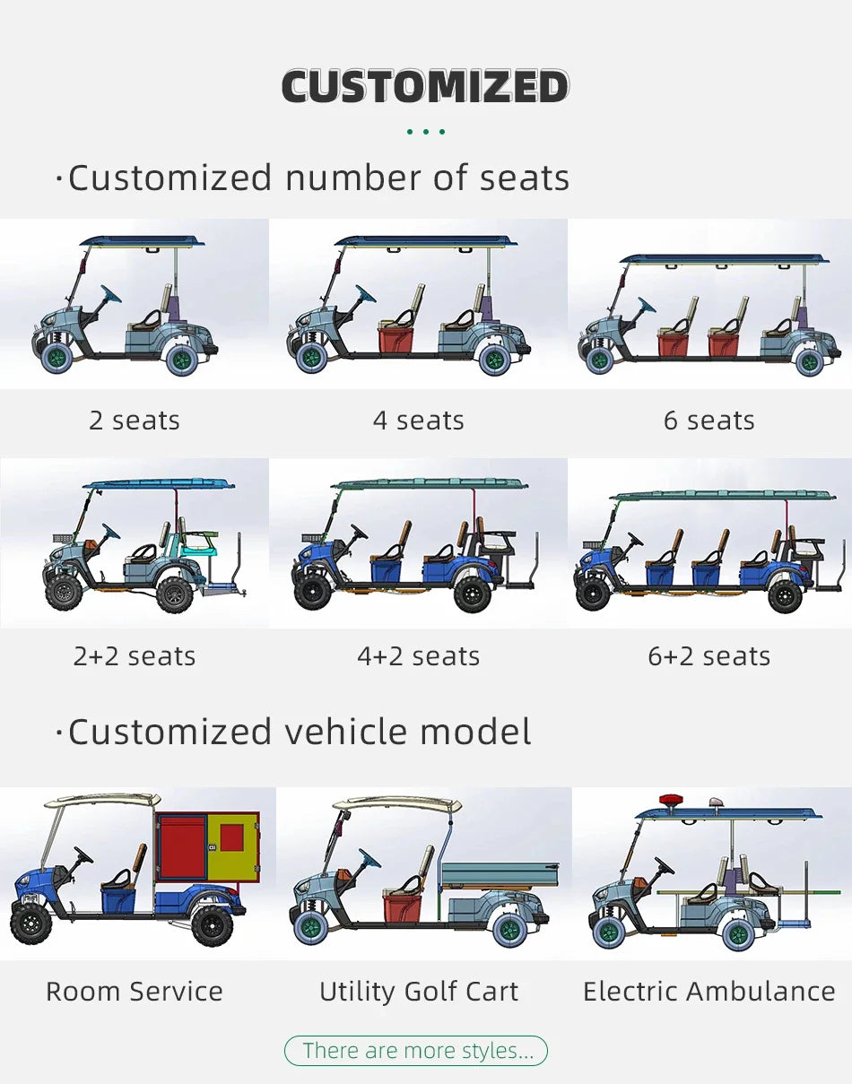 Customize New Club Sightseeing Golf Car 4/6 Seater 48V 60V Off-road Solar Electric Golf Cart RISE DEFENSE SYSTEMS.AI PRODUCTS