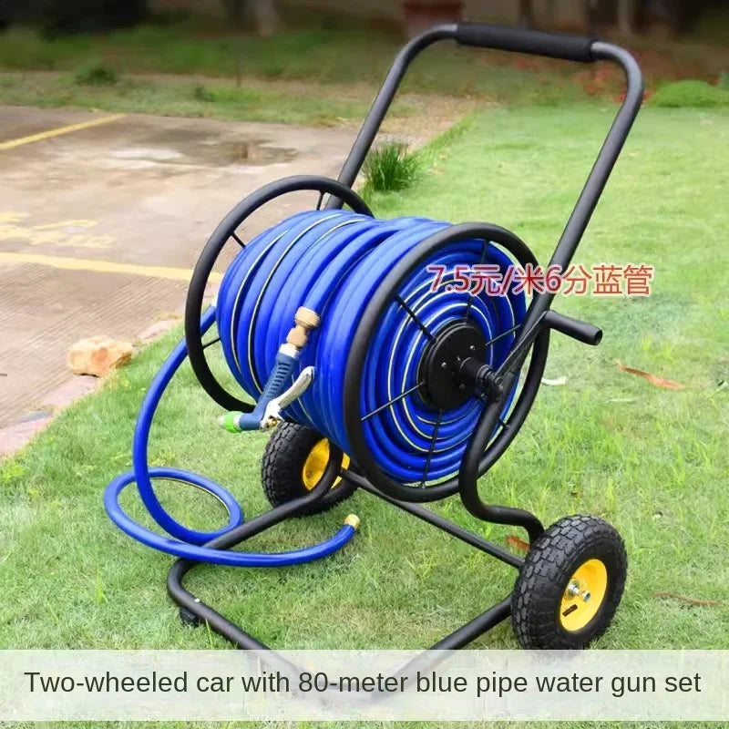 Metal Water Pipe Organizer Frame 100 M Car Wash Watering Home Hose Nozzle High Pressure Hose Reel Set RISE DEFENSE SYSTEMS.AI PRODUCTS