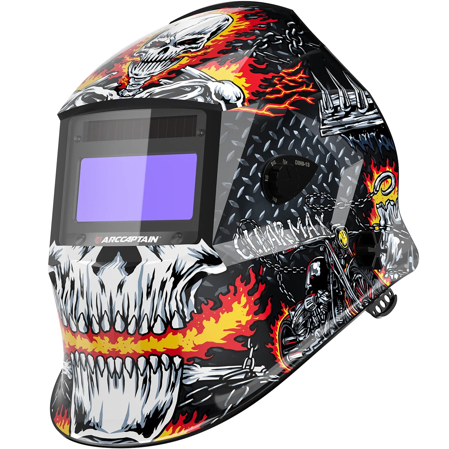 ARCCAPTAIN Welding Helmet Welder Mask Chameleon Large View True Color Solar Power Auto Darkening Welding For Arc Weld Grind Cut RISE DEFENSE SYSTEMS.AI PRODUCTS