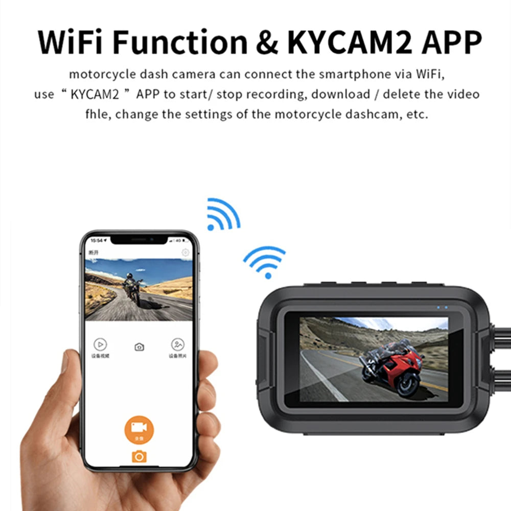 Dual 1080P Motorcycle DVR Full Body Waterproof Moto Camera WiFi GPS Dash Cam Front Rear Driving Video Recorder Black Box RISE DEFENSE SYSTEMS.AI PRODUCTS