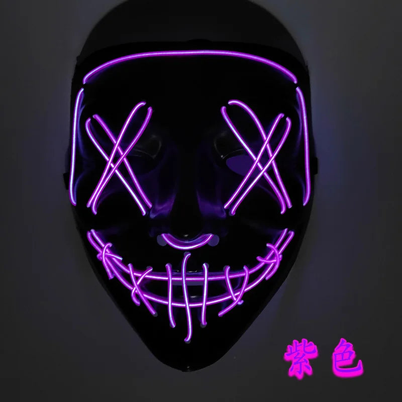 Cosmask Halloween Neon Mask Led Mask Masque Masquerade Party Masks Light Glow In The Dark Funny Masks Cosplay Costume Supplies RISE DEFENSE SYSTEMS.AI PRODUCTS
