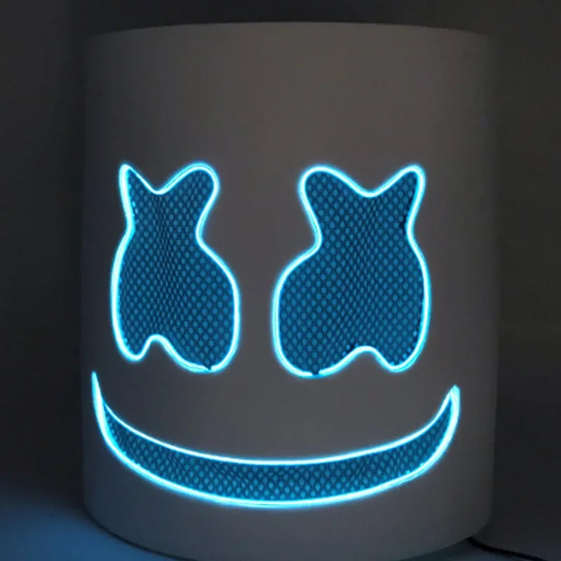 DJ Music Festival Halloween Mask Props Full Head Mask Halloween Costumes Cosplay with Flashing Style Glow Marshmello LED Mask RISE DEFENSE SYSTEMS.AI PRODUCTS