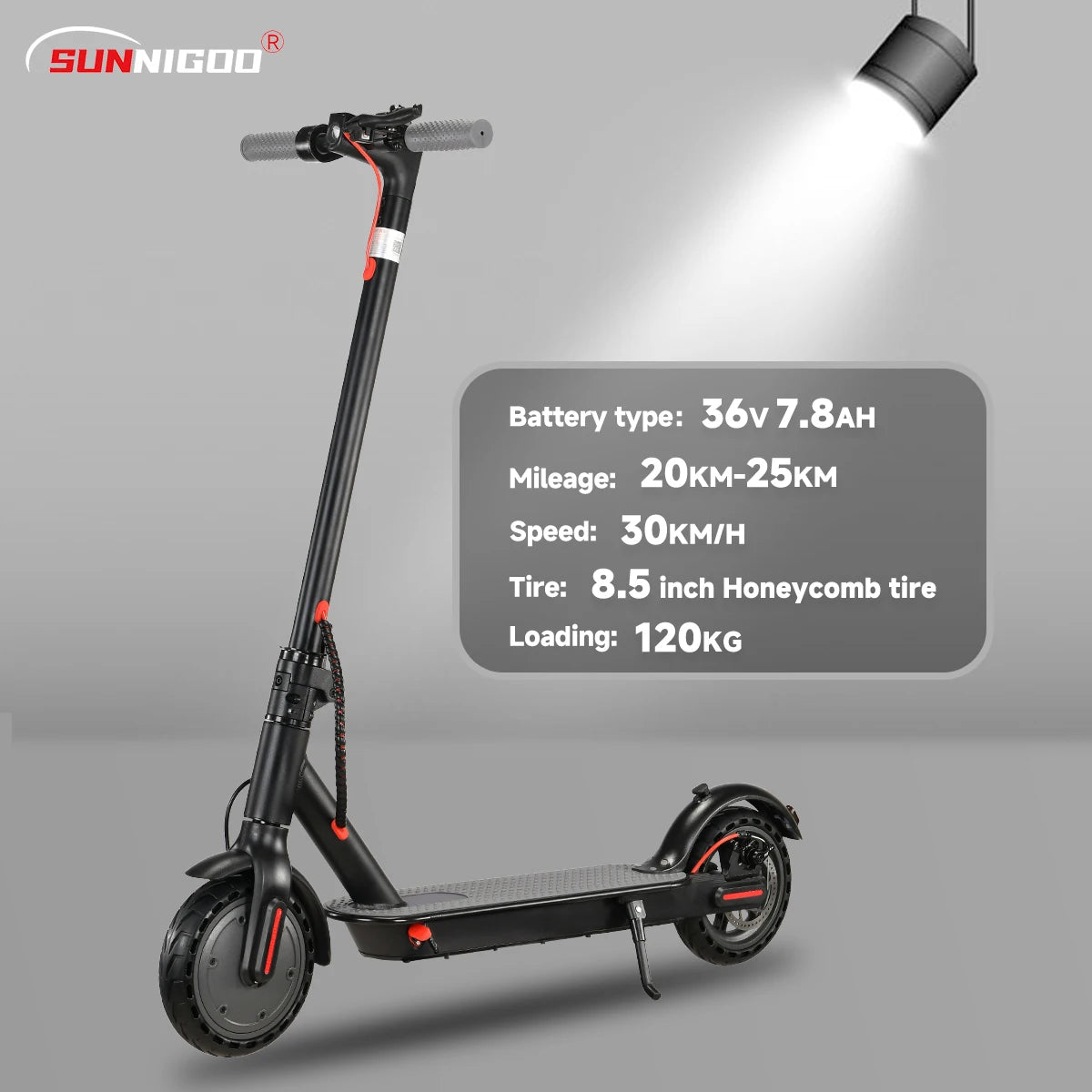 SUNNIGOO N7PRO Electric Scooter Adults 36V 10.4Ah Escooter Long Range 19 Miles Lightweight Kick Scooter US Stock Black With Gift RISE DEFENSE SYSTEMS.AI PRODUCTS