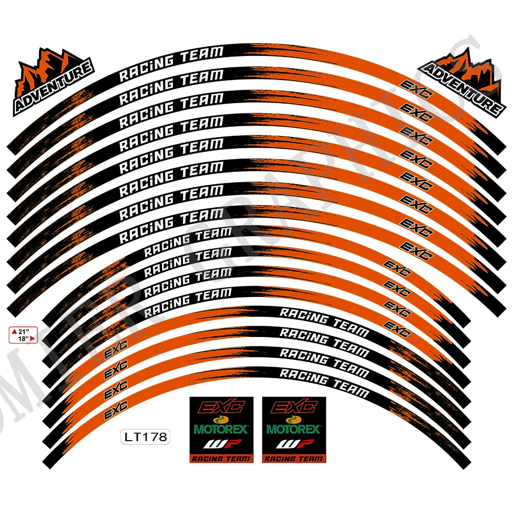 For 125/250/300/350/450/500/525 Exc Racing E-XC Motorcycle Wheels Sticker 18″21″ Inch Rim Stripe Reflective Tape Hub Decals RISE DEFENSE SYSTEMS.AI PRODUCTS