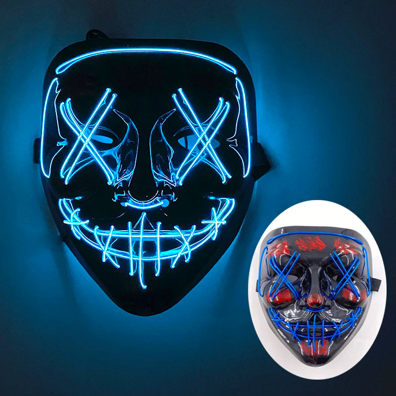 Wireless Horror Luminous Glowing Mask Full Face LED Light Purge Mask mascara Halloween Cosplay Party Mask Festival Costume Decor RISE DEFENSE SYSTEMS.AI PRODUCTS
