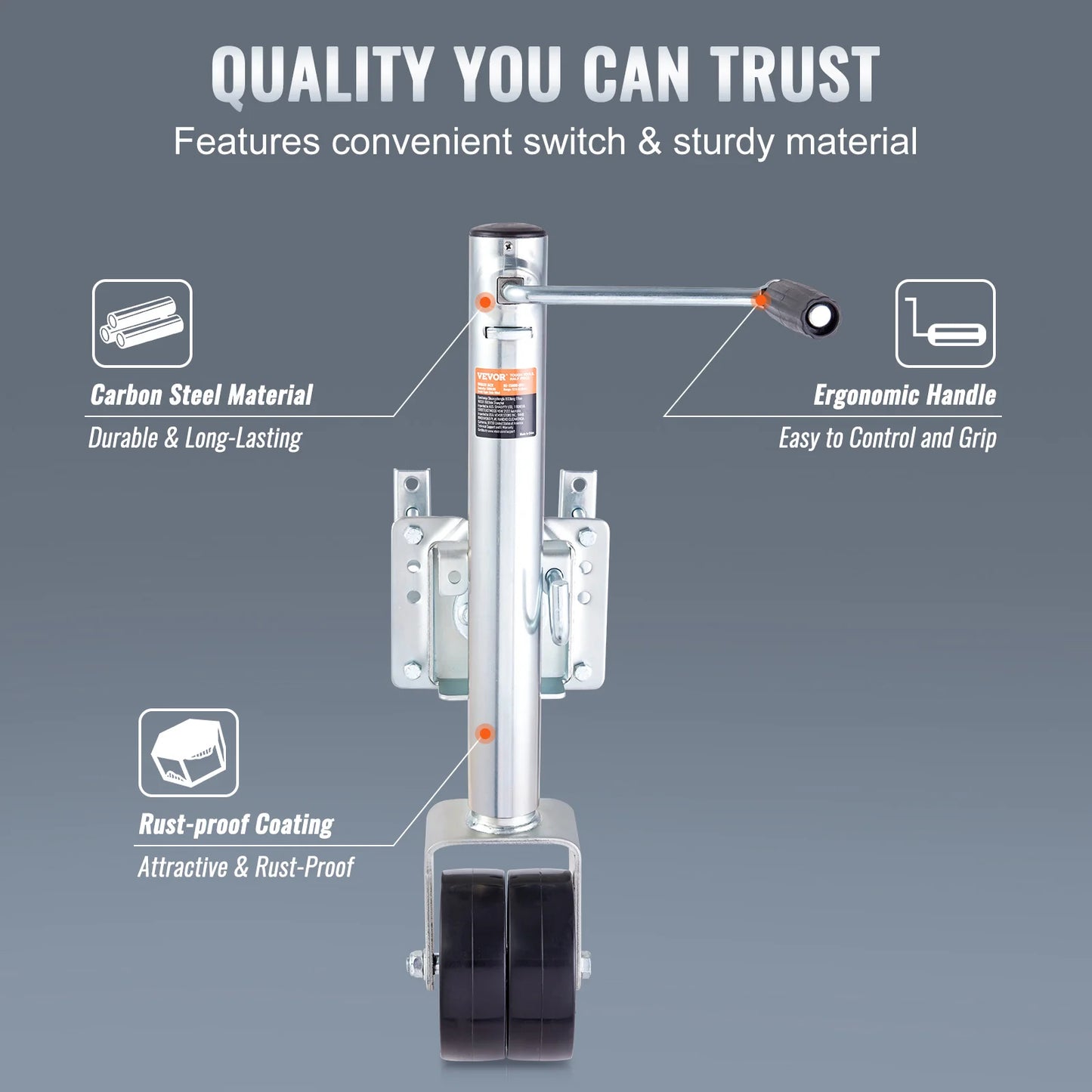 VEVOR 1000/1500lbs Trailer Jack Tongue Stand with Solid Jockey Sidewind Round Wheel Lifting Boat RV Parts Accessories RISE DEFENSE SYSTEMS.AI PRODUCTS