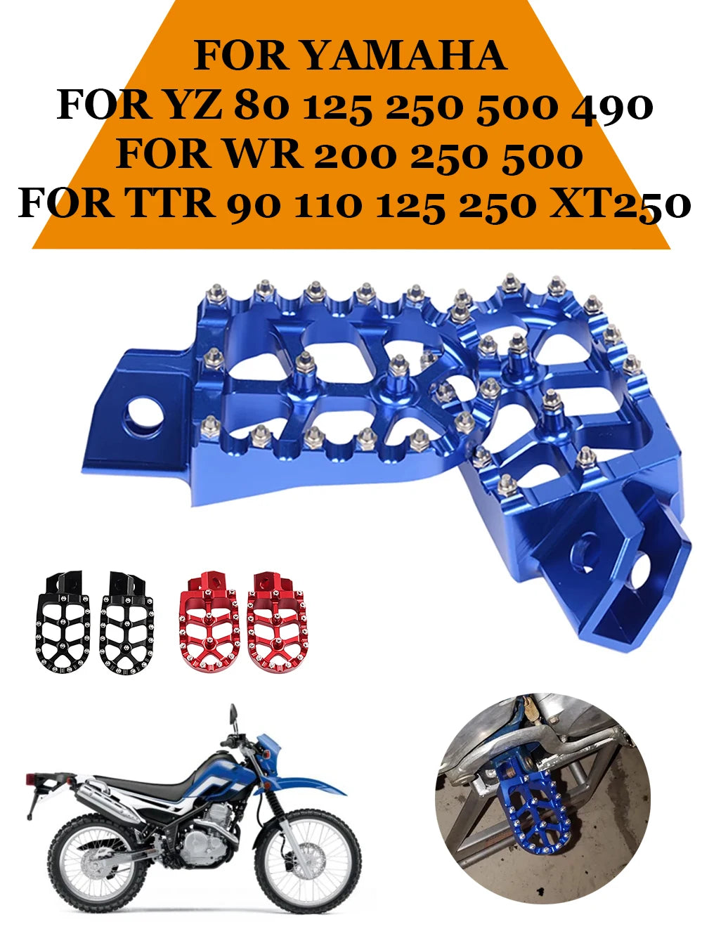 Motorcycle FootRest Footpegs Foot Pegs Pedal For YAMAHA TTR 90 110 125 250 TTR250 YZ80 YZ125 YZ250 YZ WR 200 250 500 Accessories RISE DEFENSE SYSTEMS.AI PRODUCTS