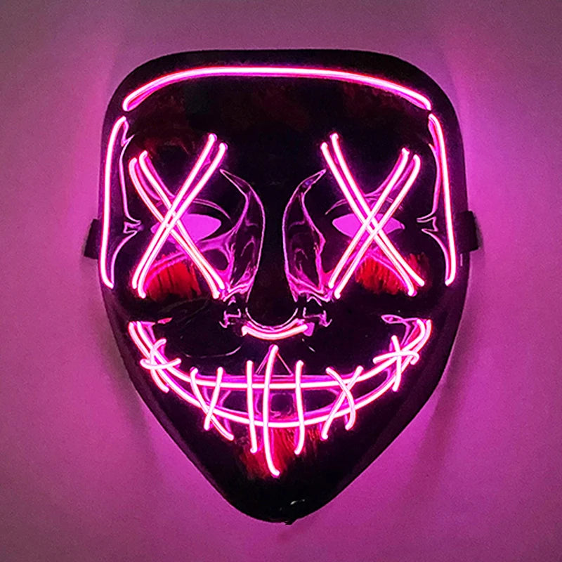 Wireless Scary Glowing Mask LED Luminous Purge Mask Halloween Horror Neon Light Up Cosplay Party Mask Fstival Costume Supplies RISE DEFENSE SYSTEMS.AI PRODUCTS