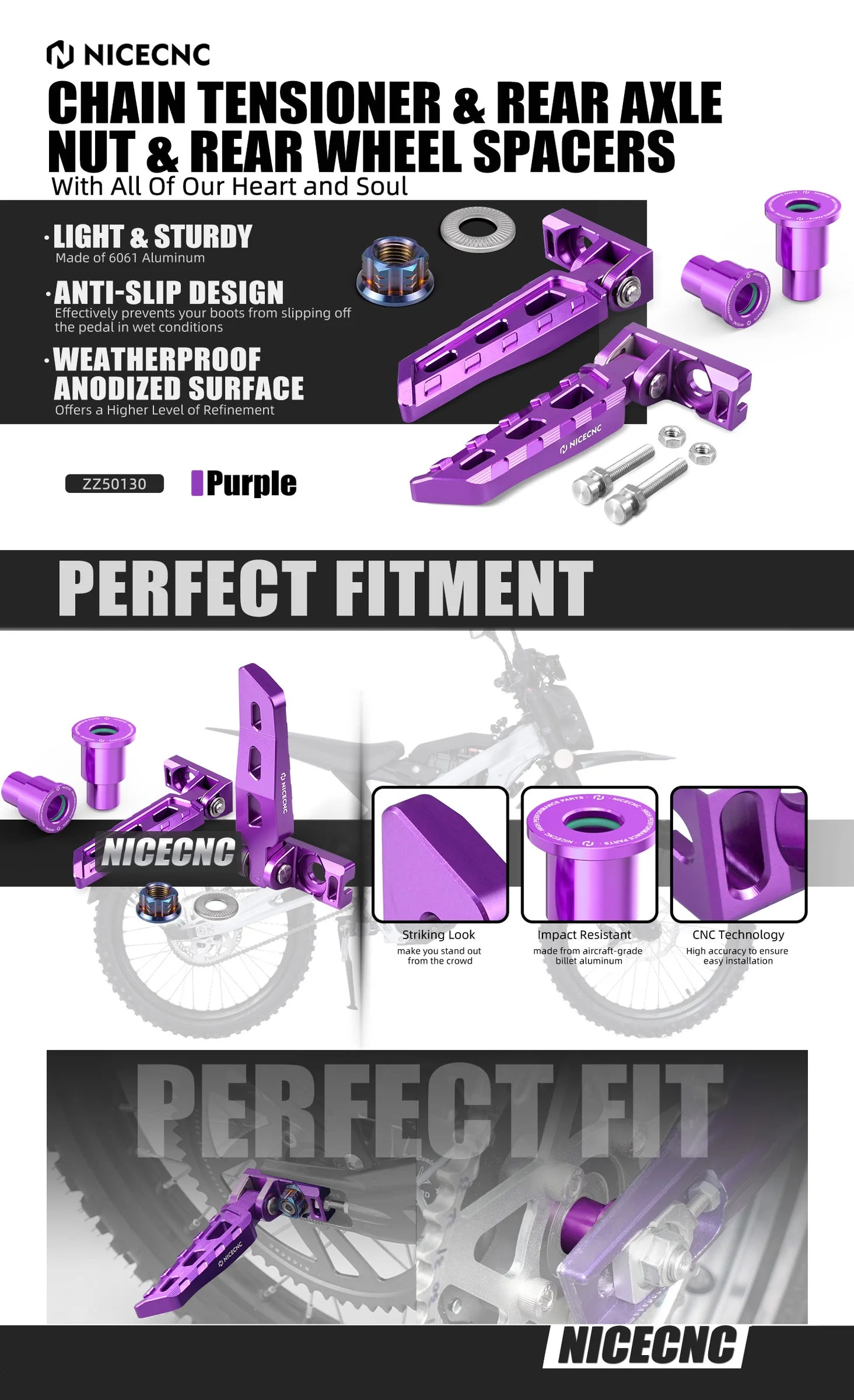 For Surron Light Bee X Chain Tensioner Adjuster Blocks & Axle Nut & Wheel Spacers Hub Collars Light Bee S L1 Segway X160 X260 RISE DEFENSE SYSTEMS.AI PRODUCTS