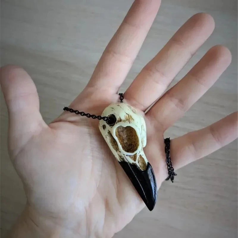 Raven Skull Necklace Halloween Jewelry Gothic Necklace, Raven Jewellery Gift Idea Spooky Scary Plague Doctor Witch RISE DEFENSE SYSTEMS.AI PRODUCTS