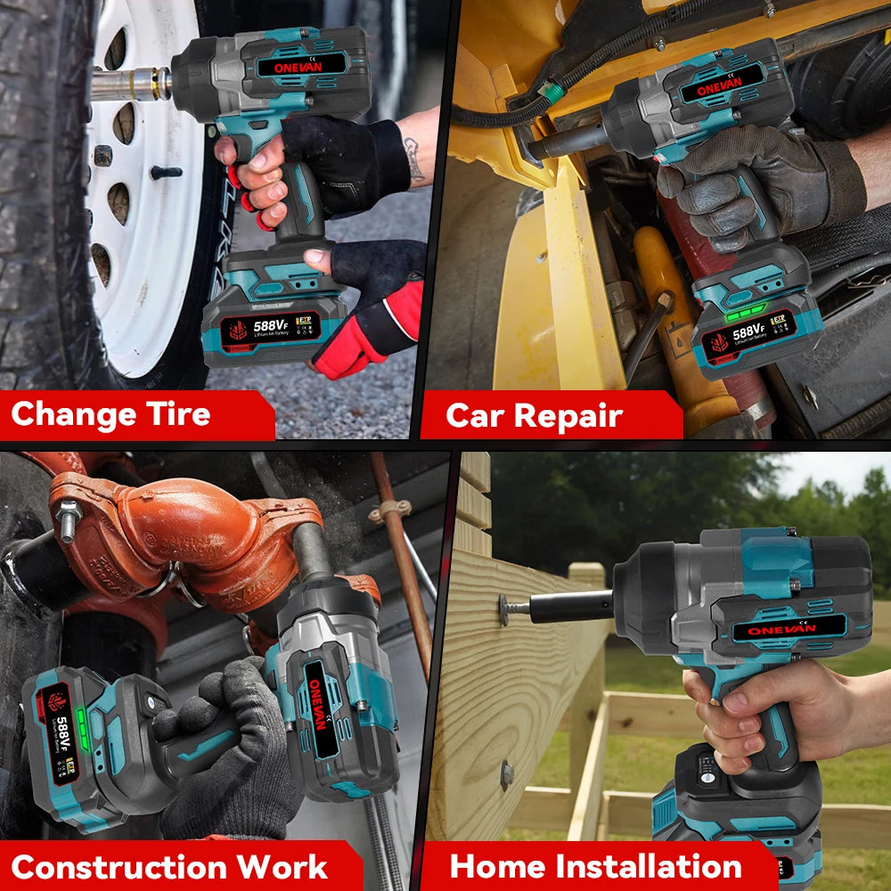 ONEVAN 1/2" Brushless Electric Impact Wrench 2800N.M Torque Removal Screw Nut Screwdriver Home Power Tool for Makita 18V Batte RISE DEFENSE SYSTEMS.AI PRODUCTS