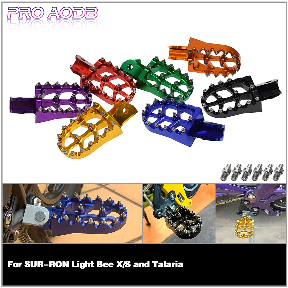 Motocross CNC Forge Footpegs Foot Pegs Rests Pedals For Surron Sur-Ron Light Bee X/S and Talaria Electric Dirt Bike Footrest RISE DEFENSE SYSTEMS.AI PRODUCTS