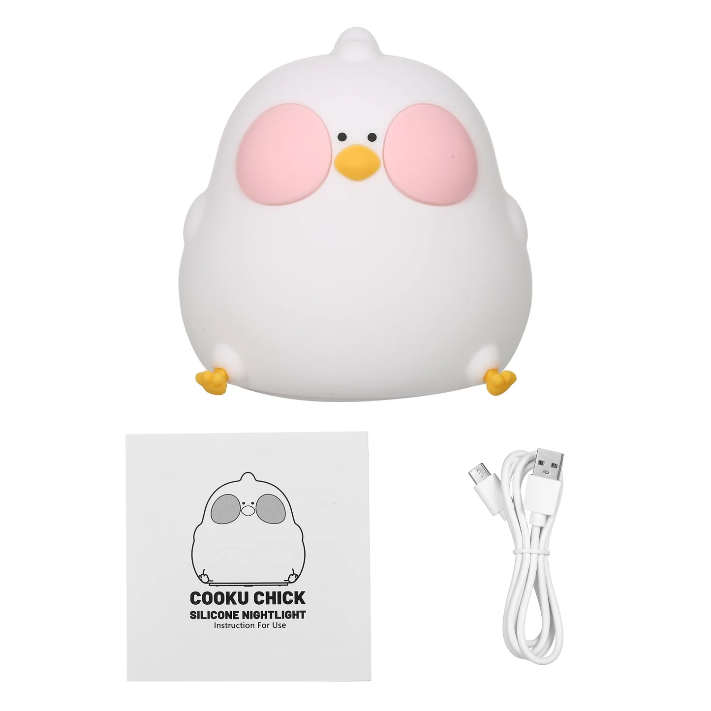 RGB Changing Nightlight Cute Chicken Night Light Silicone Chick Bedside Nursery Lamp Dimmable Rechargeable Tap Control for Baby RISE DEFENSE SYSTEMS.AI PRODUCTS