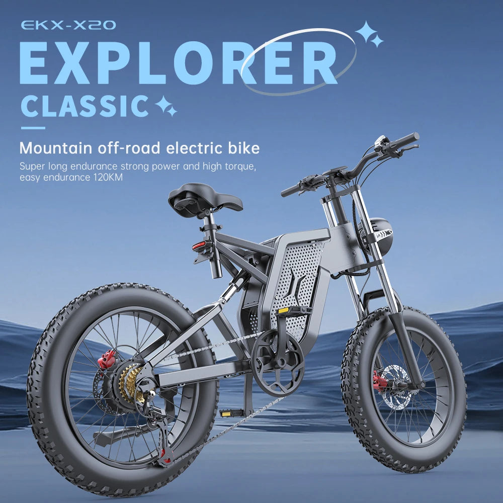 EKX X20 Electric Bike Mountain Moped Ebike 20 Inch Fat Tire 2000W 48V 35AH Men's Road EBike Electric Bicycle For Adults E Bikes RISE DEFENSE SYSTEMS.AI PRODUCTS