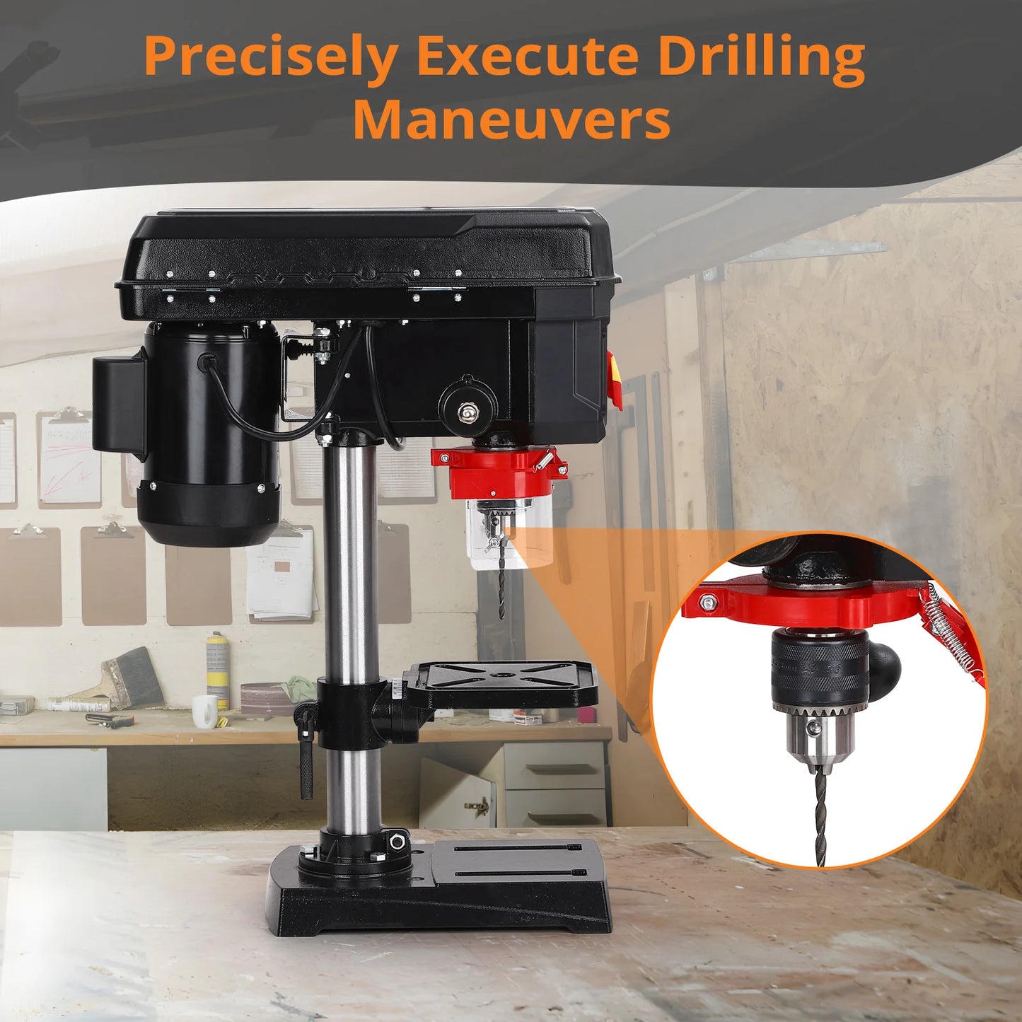 Benchtop Drill Press, 2.5Amp Benchtop Drill Machine with 5 Speed Adjustable, 8 Inch Swing Distance 0-45° Tiltling Tabletop RISE DEFENSE SYSTEMS.AI PRODUCTS