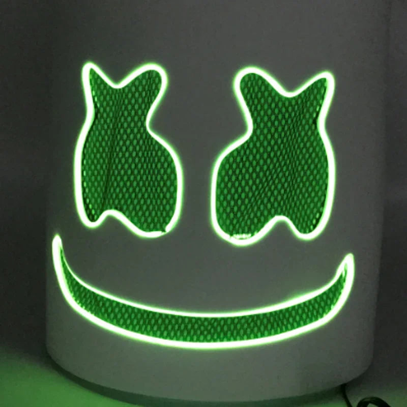DJ Music Festival Halloween Mask Props Full Head Mask Halloween Costumes Cosplay with Flashing Style Glow Marshmello LED Mask RISE DEFENSE SYSTEMS.AI PRODUCTS