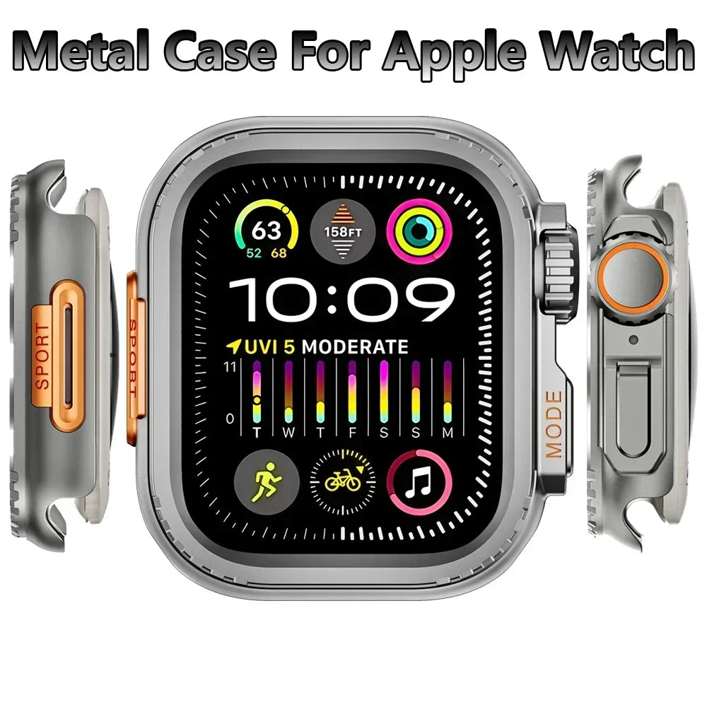 Metal Cover for Apple Watch Ultra 1 2 49mm 45mm Case Metal Shell for IWatch Series 10 46mm 9 8 7 6 5 4 3 SE Frame Protector 44mm RISE DEFENSE SYSTEMS.AI PRODUCTS