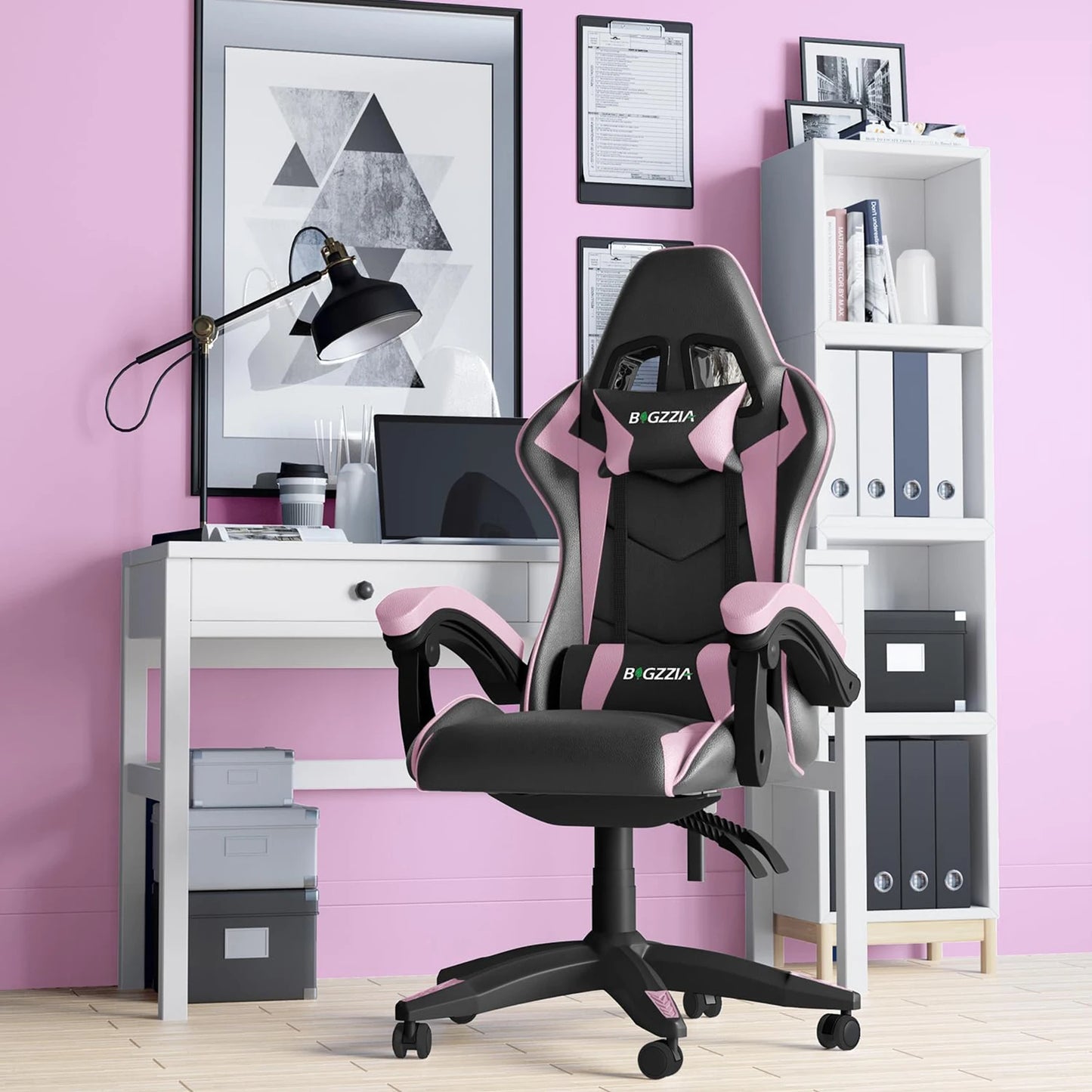 Gaming Chair Office Chair Ergonomic PU Leather Computer Desk Chair with Headrest and Lumbar Support Game Chairs Racing Chair RISE DEFENSE SYSTEMS.AI PRODUCTS