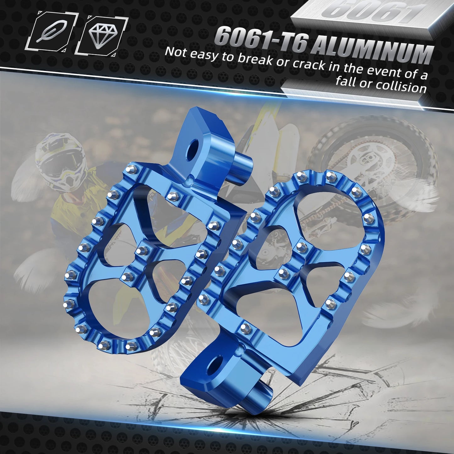 Foot Pegs Pedals FootRest Footpeg For Yamaha WRF YZF 250 450 WR250F YZ65 YZ85 YZ125 YZ250 YZF450 YZ 125X 250X 250FX 450FX WR450F RISE DEFENSE SYSTEMS.AI PRODUCTS