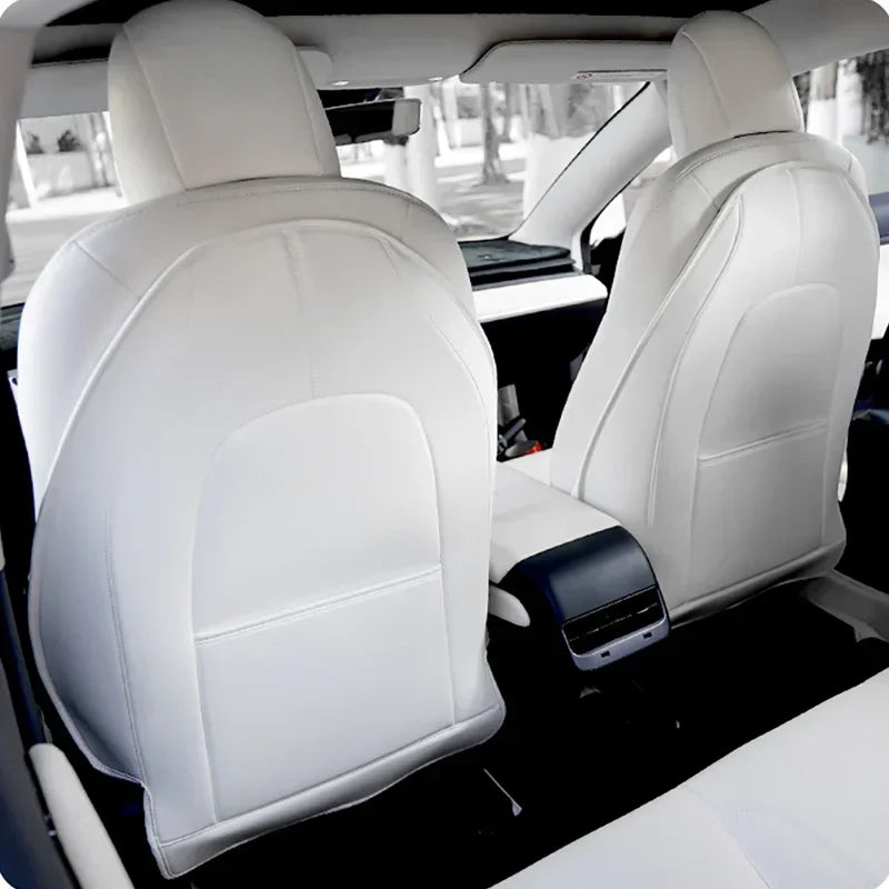 Car Seatback Protector For Tesla Model 3 Y 3+ Highland 2024 Seat Back Protective Child Anti-Kick Mats Black Leather Accessories RISE DEFENSE SYSTEMS.AI PRODUCTS